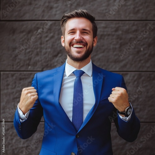 Wallpaper Mural young businessman with his arms raised Torontodigital.ca