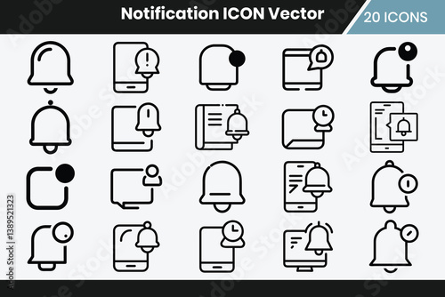 Wallpaper Mural A set of notification icon black and white simple flat design vector. Torontodigital.ca
