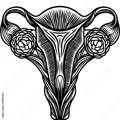 fallopian tubes black color on white vector. 