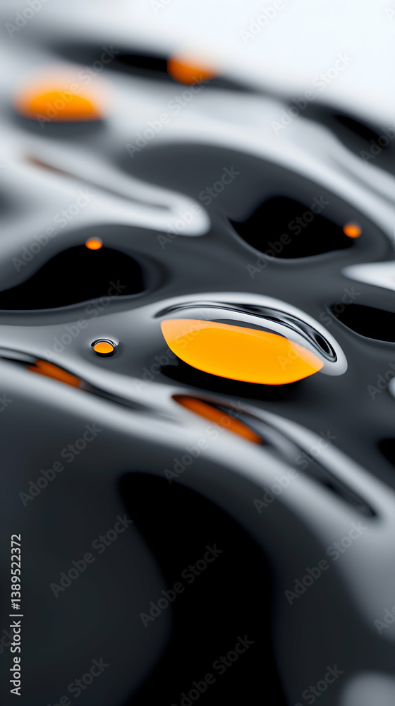 Abstract Black and Orange Liquid Texture with Glossy Reflections Abstract Black and Orange Liquid Texture with Glossy Reflections
