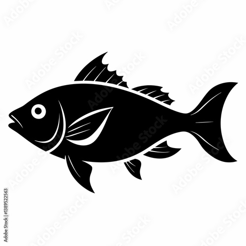 fish fry silhouette isolated white background
