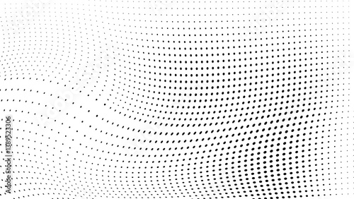 Abstract halftone wave dotted background. Futuristic twisted grunge pattern, dot, circles.  Vector modern optical pop art texture for posters, business cards, cover, labels mock-up, stickers layout