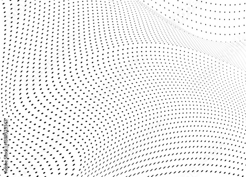 Abstract halftone wave dots background. Futuristic twisted grunge pattern, dots, circles. Vector modern optical pop art texture for posters, business cards and etc