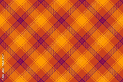 1970s check plaid fabric, geometric textile texture seamless. Product tartan background pattern vector in red and bright colors.