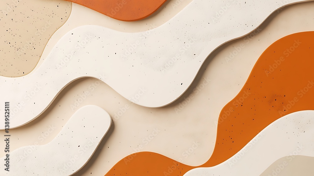custom made wallpaper toronto digitalAbstract wavy beige, orange, and white shapes.