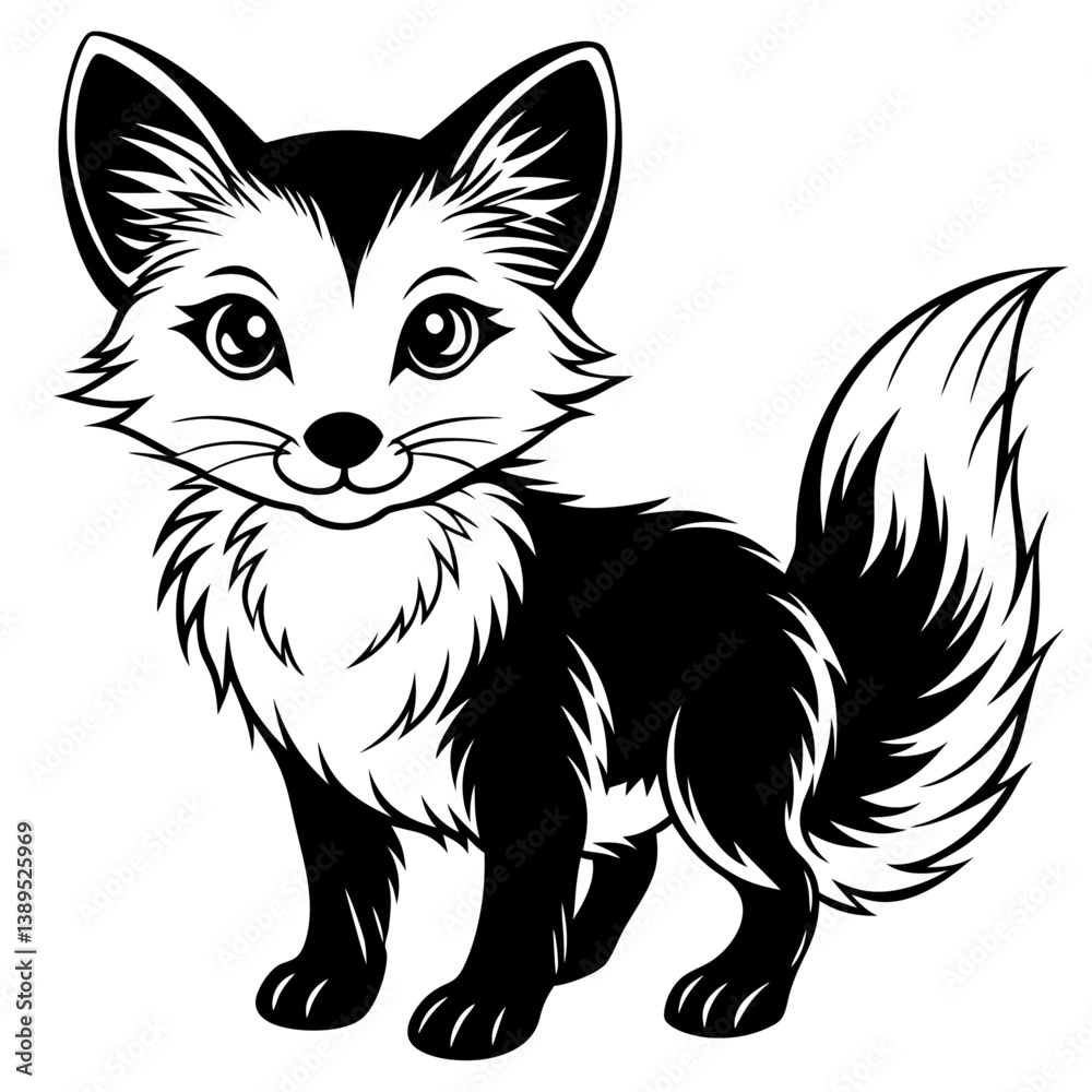 Obraz premium fox kit black color on white vector.
