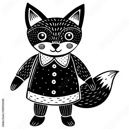 fox doll black color on white vector. 