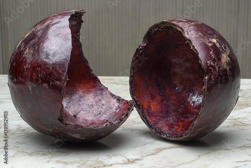 A ripe mamey apple split op...