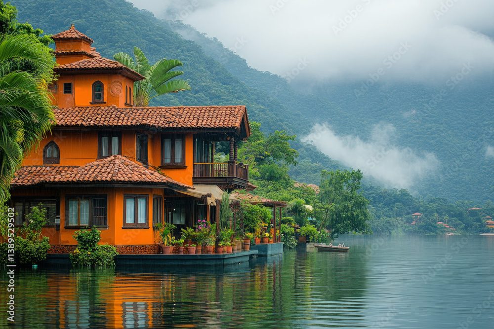 A scenic view of Boca de Valeria, Brazil, lush and tropical, serene atmosphere