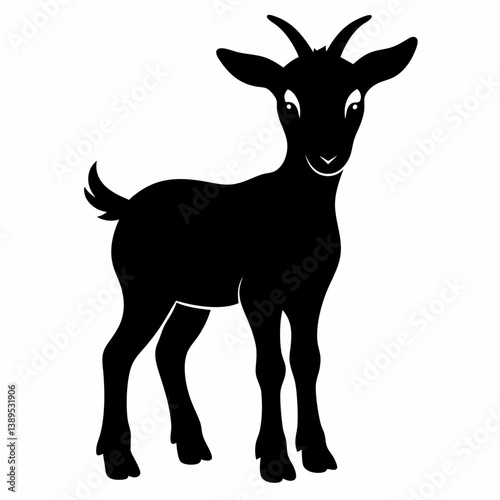 goat kid silhouette isolated white background
