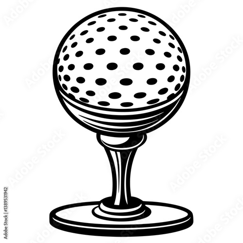 golf ball with stand black color on white vector. 