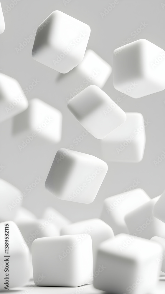 Floating White Cubes Abstract Minimalist Composition Floating White Cubes Abstract Minimalist Composition