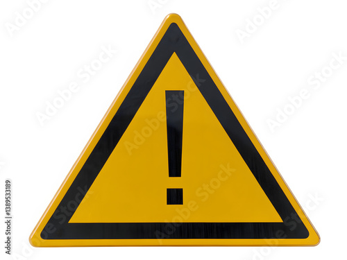 Yellow triangular traffic warning sign with black exclamation mark symbol.sign road sign hazard warning driving safety