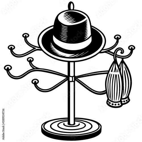 hat-stand black color on white vector. 