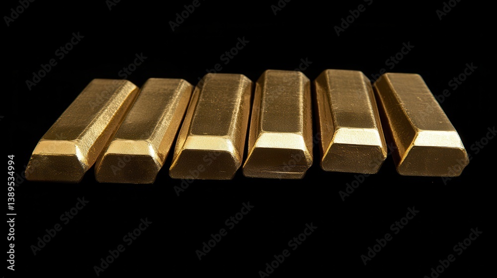 Stacked Gold Bars in Precise Alignment Stacked Gold Bars in Precise Alignment
