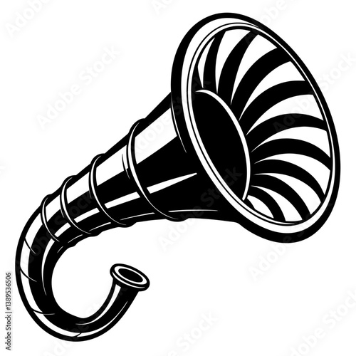 horn black color on white vector. 