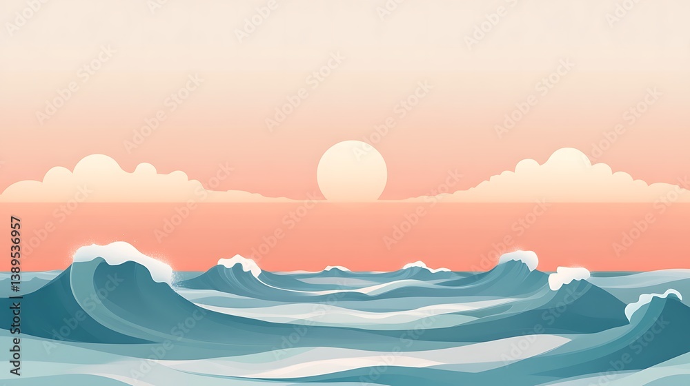 Calm ocean waves at sunset. (1) Calm ocean waves at sunset. (1)