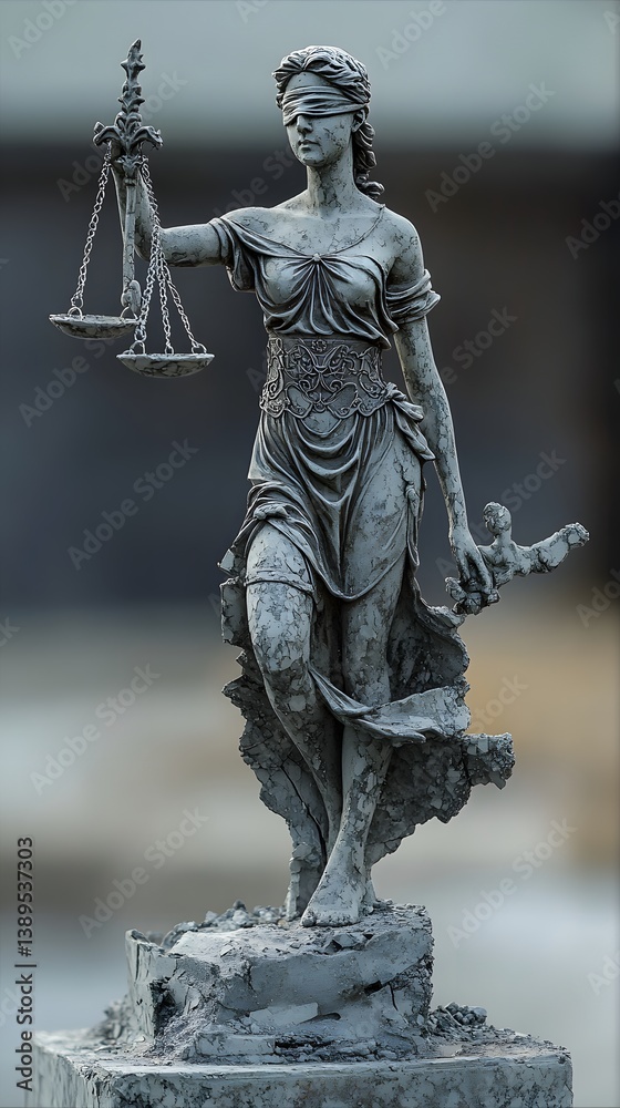Fototapeta premium Justice Statue Holding Scales Outdoors