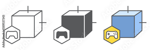 Gaming NFT icon collection, unique token and nft blockchain, non fungible token vector icon set, vector graphics, editable stroke outline sign, eps 10