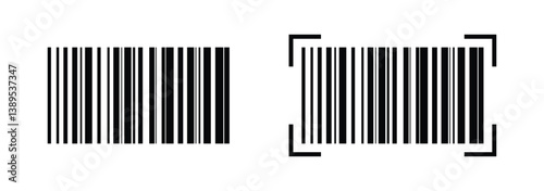 Barcode vector icon, bar code scan label for product price tag, apps and website UI designs