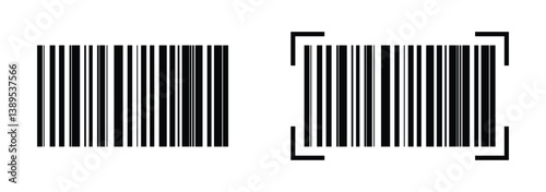 Barcode vector icon, bar code scan label for product price tag, apps and website UI designs
