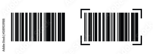 Barcode vector icon, bar code scan label for product price tag, apps and website UI designs