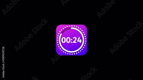 30 second countdown timer animation from 30 to 0 on a transparent background, countdown timer with alpha channel in 4k. 	
