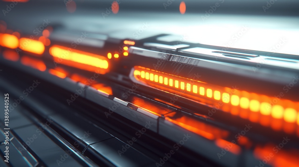 Futuristic Abstract Background with Neon Orange Light Effects Futuristic Abstract Background with Neon Orange Light Effects