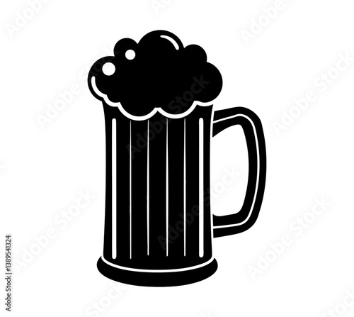 a classic beer mug with a thick layer of foam on top. It's perfect for representing a refreshing drink, relaxation, or social gatherings vector illustration