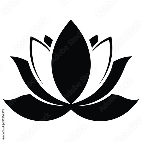 Elegant Black and White Lotus Flower Illustration