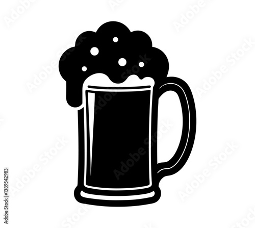 a classic beer mug with a thick layer of foam on top. It's perfect for representing a refreshing drink, relaxation, or social gatherings vector illustration