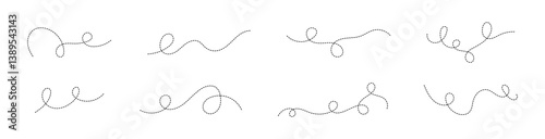 Decorative Dashed Line Swirls Vector Set