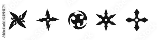Stylized Ninja Stars Vector Icons Set