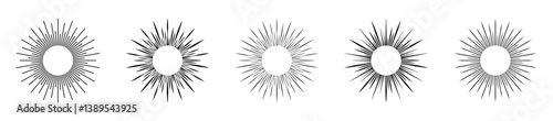 Radiating Sunburst Patterns in Minimalist Style Vector Set