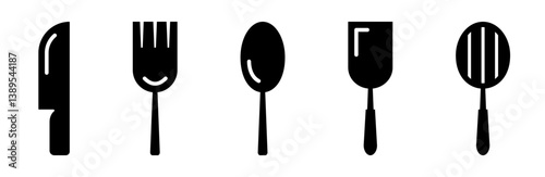 Silhouette of Kitchen Utensils Vector Set