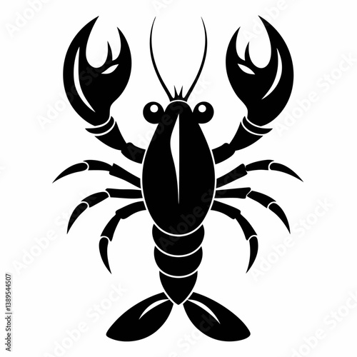 lobster silhouette black color white 