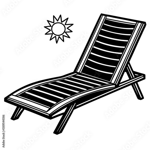 lounger black color on white vector. 