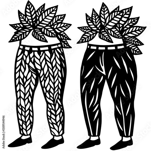 men with leaf pant wearing