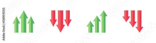 Green Up Arrows and Red Down Arrows Vector Set