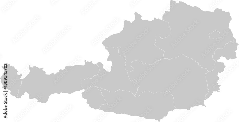 Austria administrative vector map with level 1 region boundaries – PPT-compatible & fully editable by region Austria administrative vector map with level 1 region boundaries – PPT-compatible & fully editable by region
