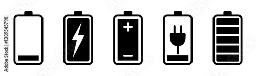 Battery Status and Charging Vector Icons Set