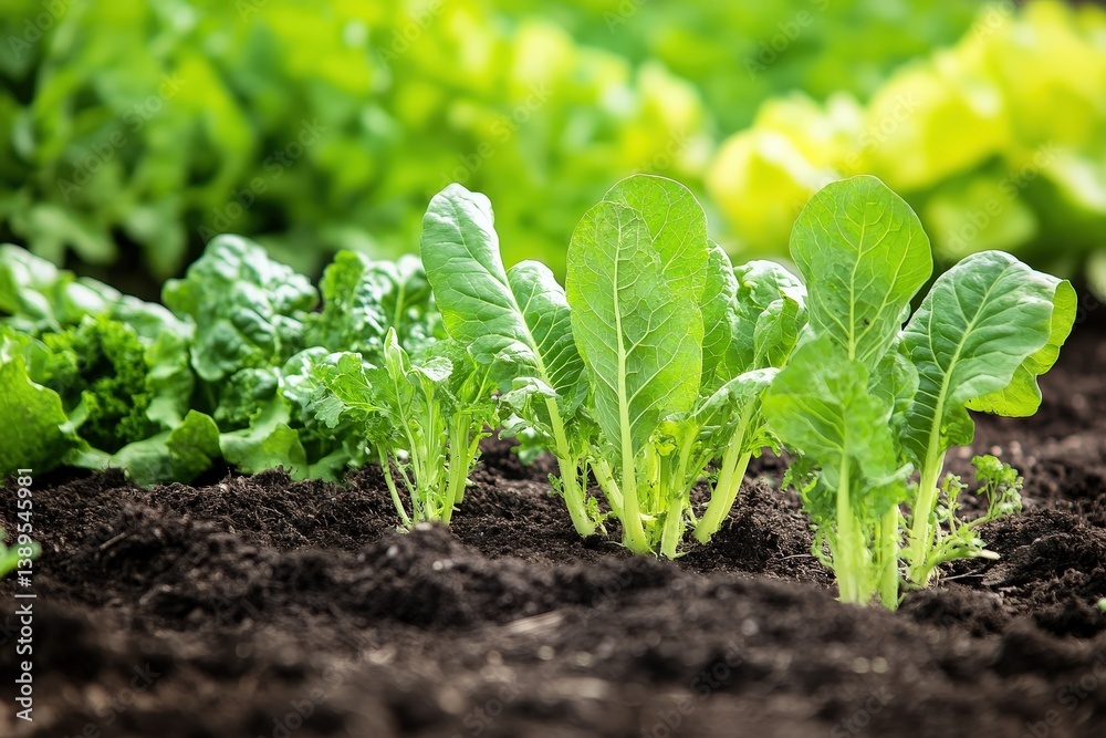 Vibrant Green Lettuce Growing In Rich Soil Under Bright Natural Light Vibrant Green Lettuce Growing In Rich Soil Under Bright Natural Light