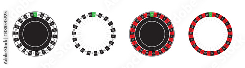 Roulette Wheel Layout with Red, Black, and Green Numbers Vector Set