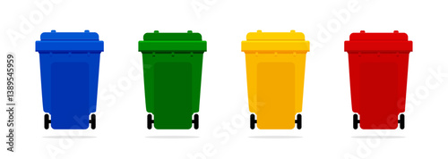 Colored Recycling Bins for Waste Sorting Vector Set