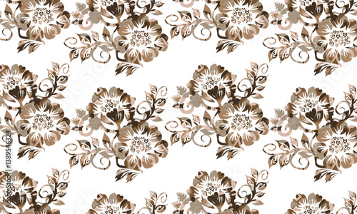 Motifs Ikat floral paisley embroidery floral. ikat ethnic Saree Sarong oriental pattern traditional.Ikat embroidery style abstract embroidery design for background,fabric,wrapping,clothing,wallpaper.