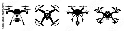 drone icon, drone silhouette vector illustration-simple silhouette illustration of drone, perfect for drone logos and icons