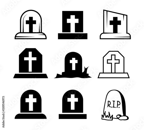 Set Of The Grave Vector Clip Art Black Color Collections