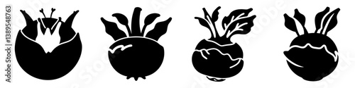 kohlrabi icon, kohlrabi silhouette vector illustration-simple silhouette illustration of kohlrabi, perfect for kohlrabi logos and icons