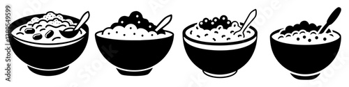 oatmeal bowl icon, oatmeal bowl silhouette vector illustration-simple silhouette illustration of oatmeal bowl, perfect for oatmeal bowl logos and icons