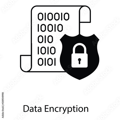 Encrypted Data Transfer Security Vector Icon Design, cybersecurity, secure connection